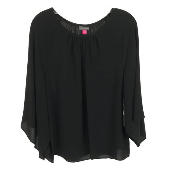 NWT Womens Size Medium Nordstrom Vince Camuto Black Kimono Sleeve Blouse Top - Picture 3 of 5